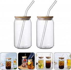 Frasco Vidro Con Sorbete 500 ml Tapa Bambu