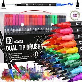 Set X 60 Marcadores Doble Punta En Estuche