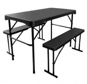 Mesa Rectangular 2 Bancos Exterior Negro 