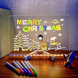 Pizarra Luminosa Acrilico Con 7 Marcadores 20 X 20 CM