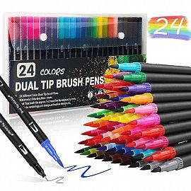 Set X 24 Marcadores Doble Punta En Estuche