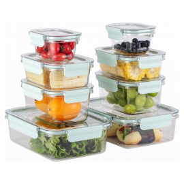 Contenedor De Vidrio Rectangular Mediano Tapa Clip Plastica