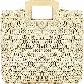Cartera Rattan Moda Manija Rigida 