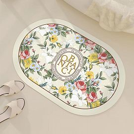 Alfombra Absorbente Flores Ovalada 