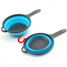 Colador Plegable De Silicona Redondo Con Manija