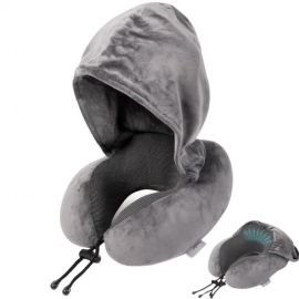 Almohada Inteligente Viscoelastica Cervical Cuello Viaje Con Capucha